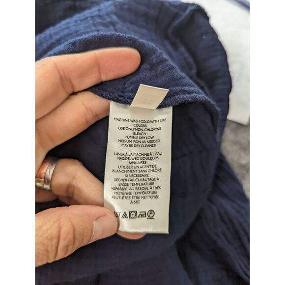 Anthropologie Celia Gauzy Romper Women's size XS navy blue faux wrap drawstring - Picture 12 of 13